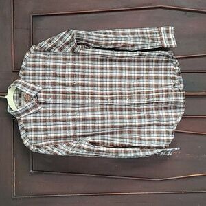 #3 Wrangler Plaid pearl snap buckstitch shirt size med